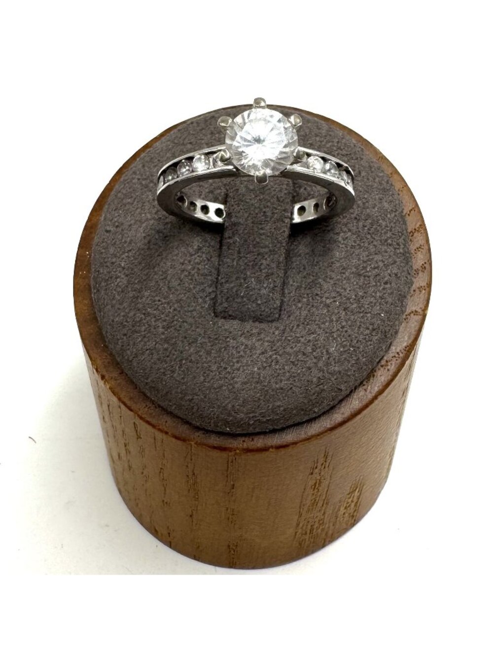 Sterling Silver 925 Cubic Zirconia Prong Set Channel Set Accents Ring Size 7.5